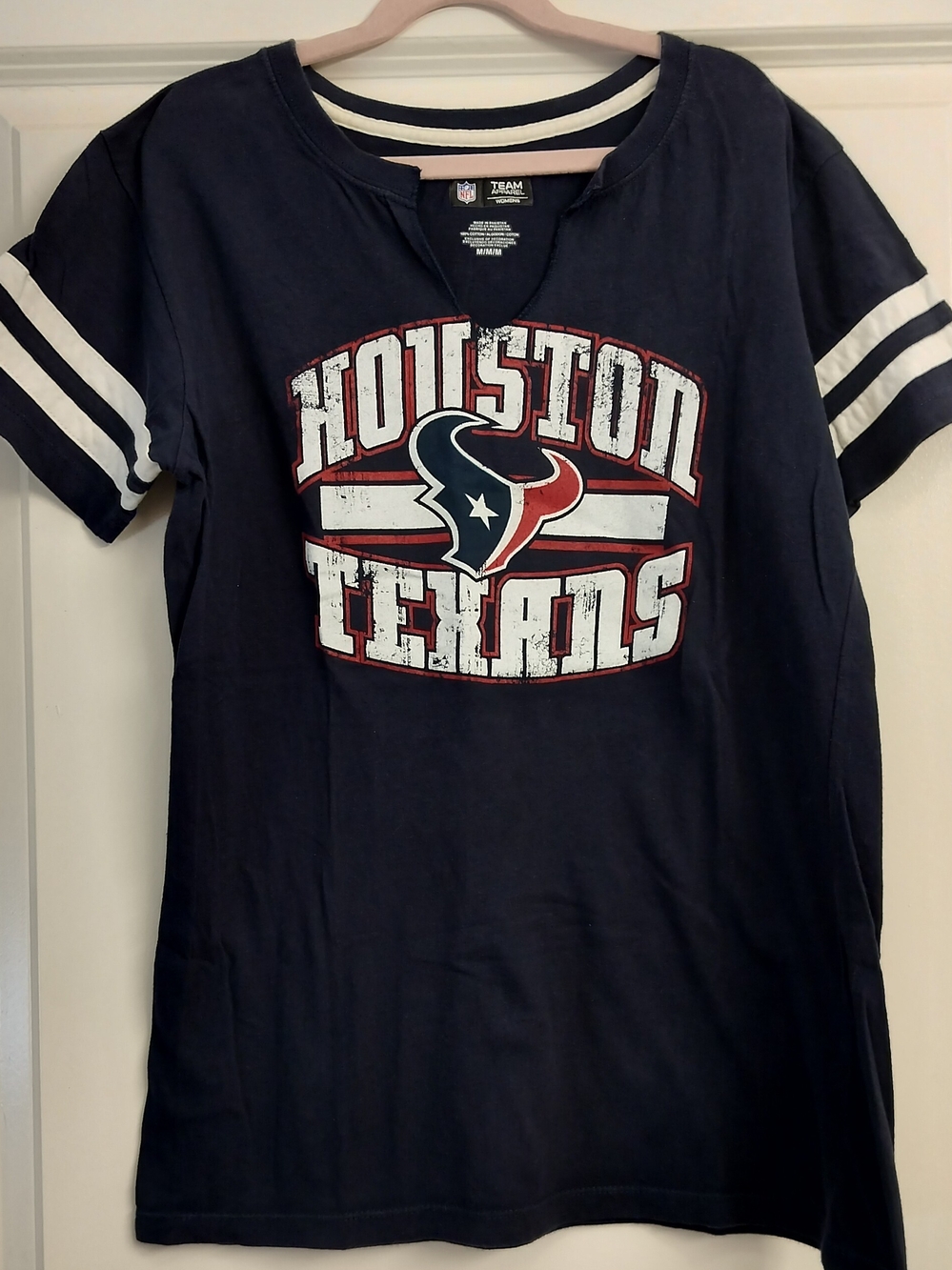 NFL Team Apparel Houston Texans Womens Split V-Neck Tee